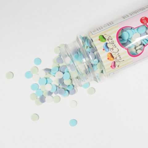 Confettis en sucre bleu, turquoise, vert, blanc - Ø6 mm